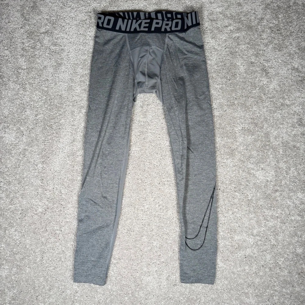 Nike Pro Kids Medium Dri-FIT Compression Tights Gray Heathered Leggings Size M